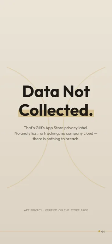“Data Not Collected” — Gilt's App Store privacy label
